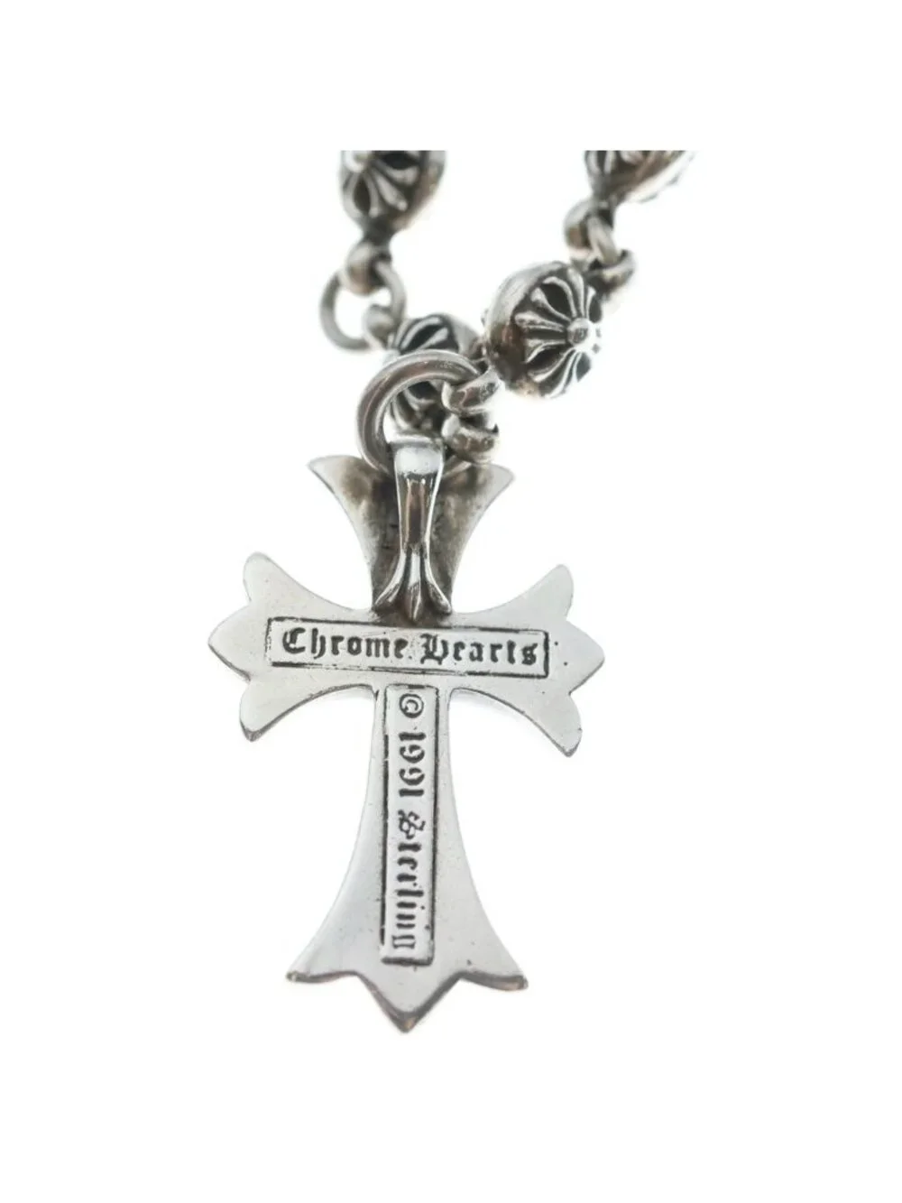 Chrome Hearts 1 Crsbl Chn Sml CH Crs Cross Ball Chain Small CH Necklace Silver
